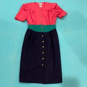 1980s Vintage Leslie Faye Petite Collections Dress
